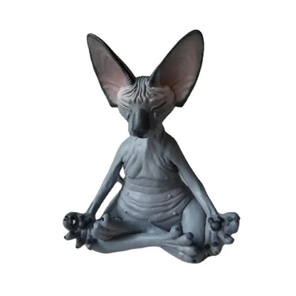 Whimsical Buddha Sphynx Cat Figurine – Meditation Yoga Happy Cat Sculpture for Garden & Home Decor