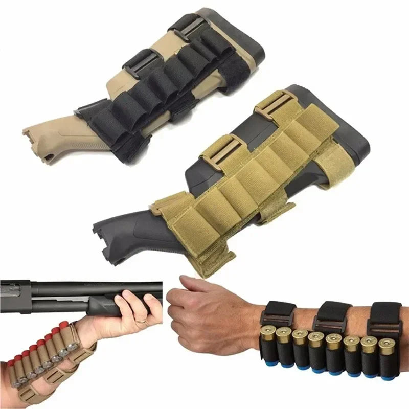 8-Round Buttstock Ammo Holder for Rifle Shells & 12/20 Gauge Shotgun Cartridges – Hunting Shooting Storage Accessory