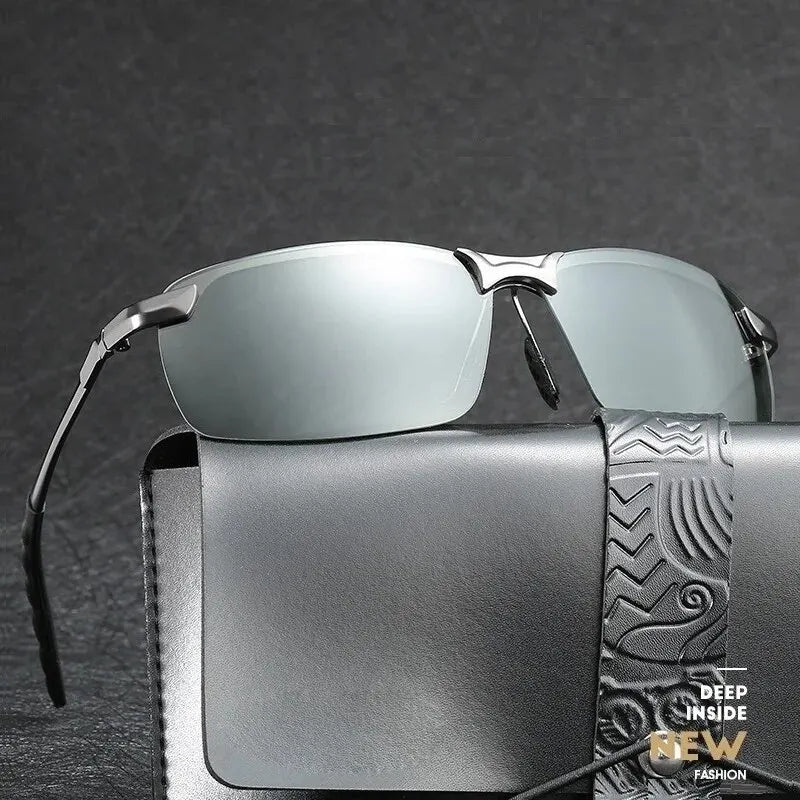Men's Photochromic Polarized Sunglasses - Driving, Fishing Chameleon Glasses - Day/Night Vision UV400 Eyewear