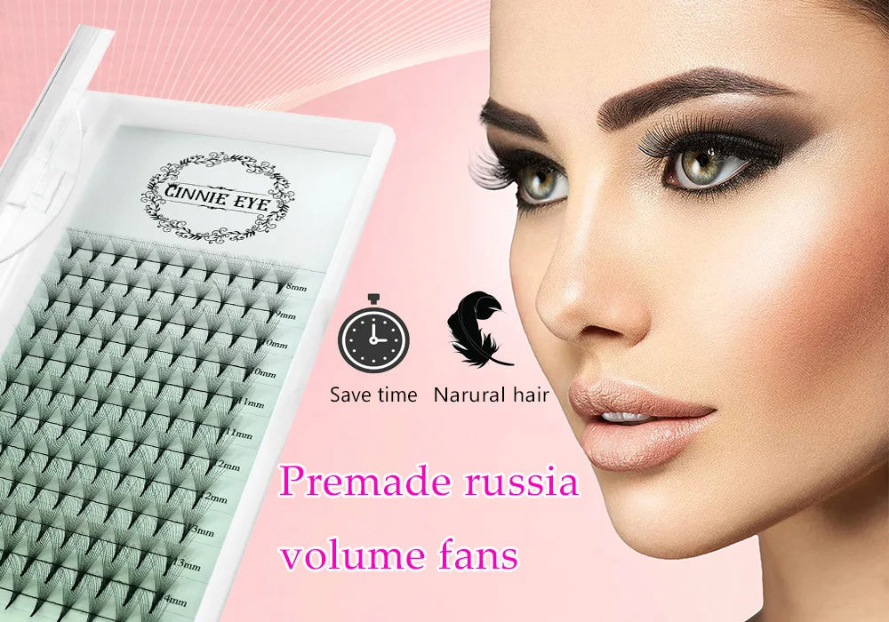 10D Premade Volume Eyelash Fans – Long Stem 3D-6D Pointy Base False Lash Clusters