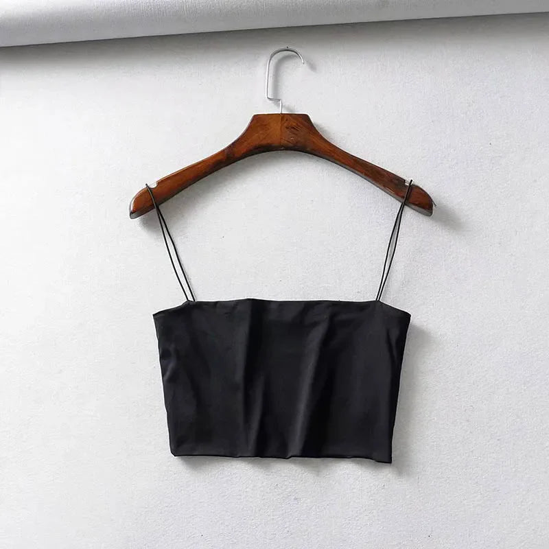 Women’s Summer Crop Tank Top — Sleeveless Elastic Cotton Camisole