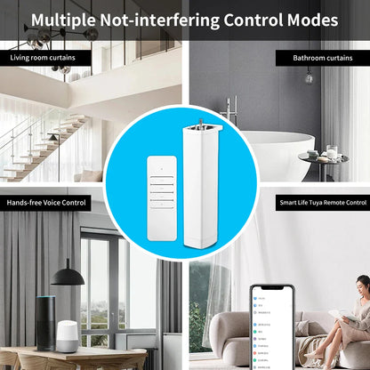 Smart Tuya WiFi/ZigBee Electric Curtain Shutter Motor – 22.5CM, RF Remote, App Control, Alexa, Google Assistant & SmartThings Compatible