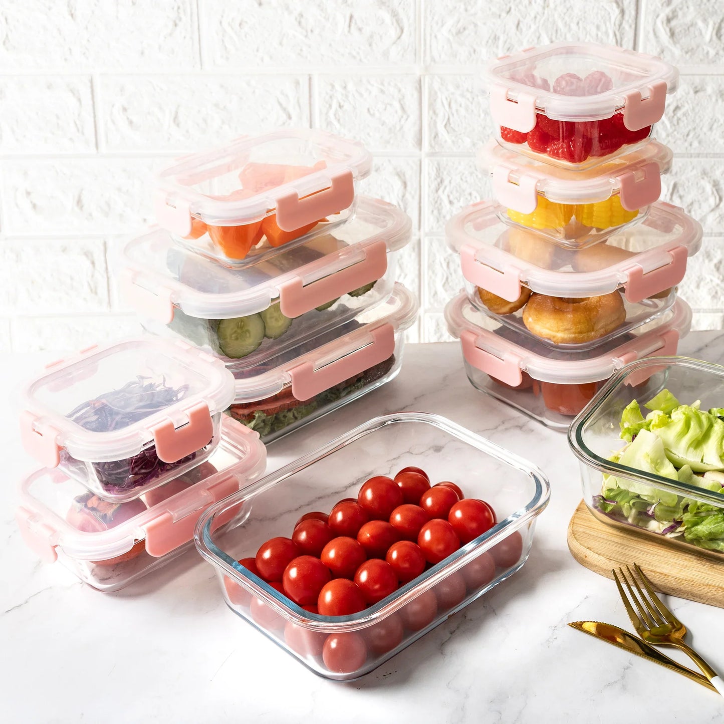 16-Piece Glass Food Storage Container Set — Leakproof, Airtight, BPA-Free, Microwave & Oven Safe, Stackable Kitchen Organizer