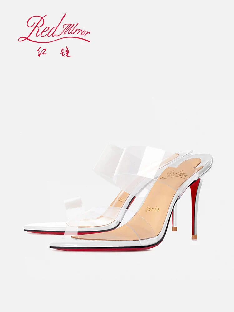 Red Sole Transparent High Heels — Summer PVC Open-Toe Handmade Women’s Sandals