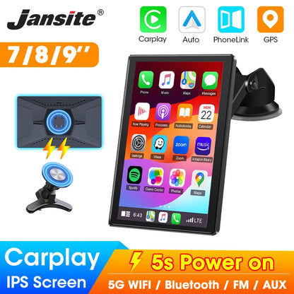 7/8/9'' Car Mirror Radio Display – Wireless CarPlay & Android Auto Multimedia Screen with Portrait & Landscape Support