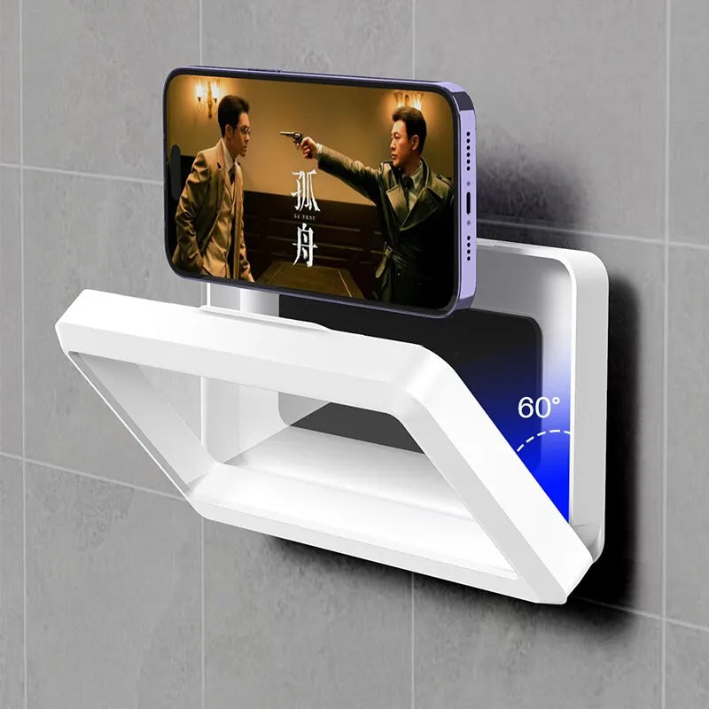 Bathroom Waterproof Phone Holder: Self-Adhesive Wall Mount Stand with Touch Screen Compatibility - Shower Sealing Storage Case