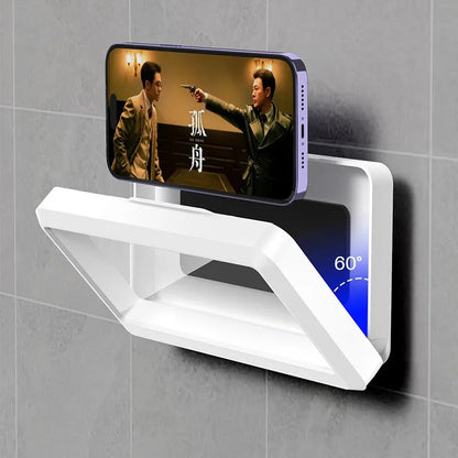Bathroom Waterproof Phone Holder: Self-Adhesive Wall Mount Stand with Touch Screen Compatibility - Shower Sealing Storage Case