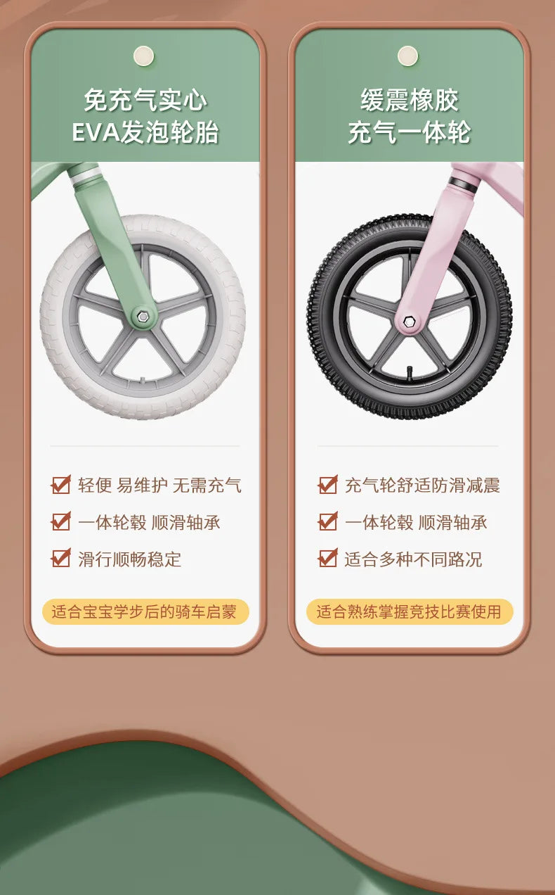Outdoor Children’s Balance Bike – No Pedal Baby Sports Training Walker with Inflatable Tires, Best Gift for Kids