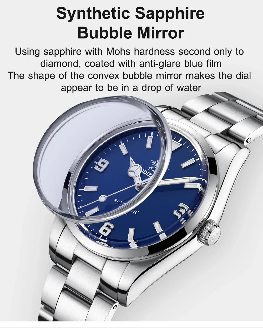 ADDIESDIVE Luxury Men’s Automatic Watch — BGW9 Luminous Bubble Mirror, Sapphire Glass, 100M Waterproof Steel Analog Timepiece