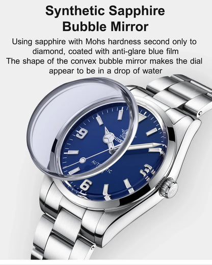 ADDIESDIVE Luxury Men’s Automatic Watch — BGW9 Luminous Bubble Mirror, Sapphire Glass, 100M Waterproof Steel Analog Timepiece