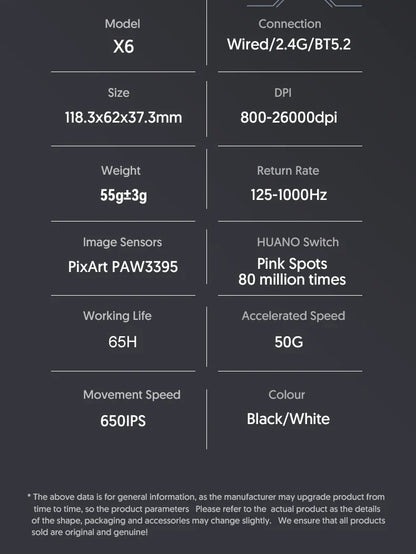 Attack Shark X6 PAW3395 Bluetooth Gaming Mouse — Tri-Mode Connection with RGB Touch, Magnetic Charging Base & Macro Functions