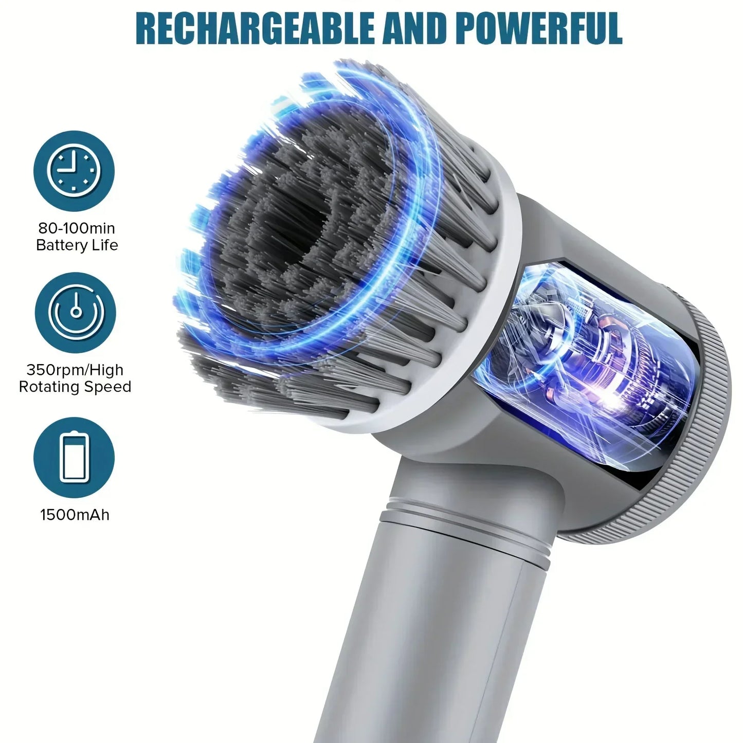 Cordless Electric Spin Scrubber with 6 Brush Heads - Versatile Cleaning Tool for Efficient Scrubbing