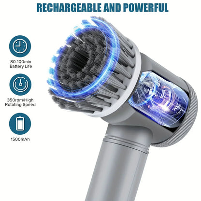 Cordless Electric Spin Scrubber with 6 Brush Heads - Versatile Cleaning Tool for Efficient Scrubbing