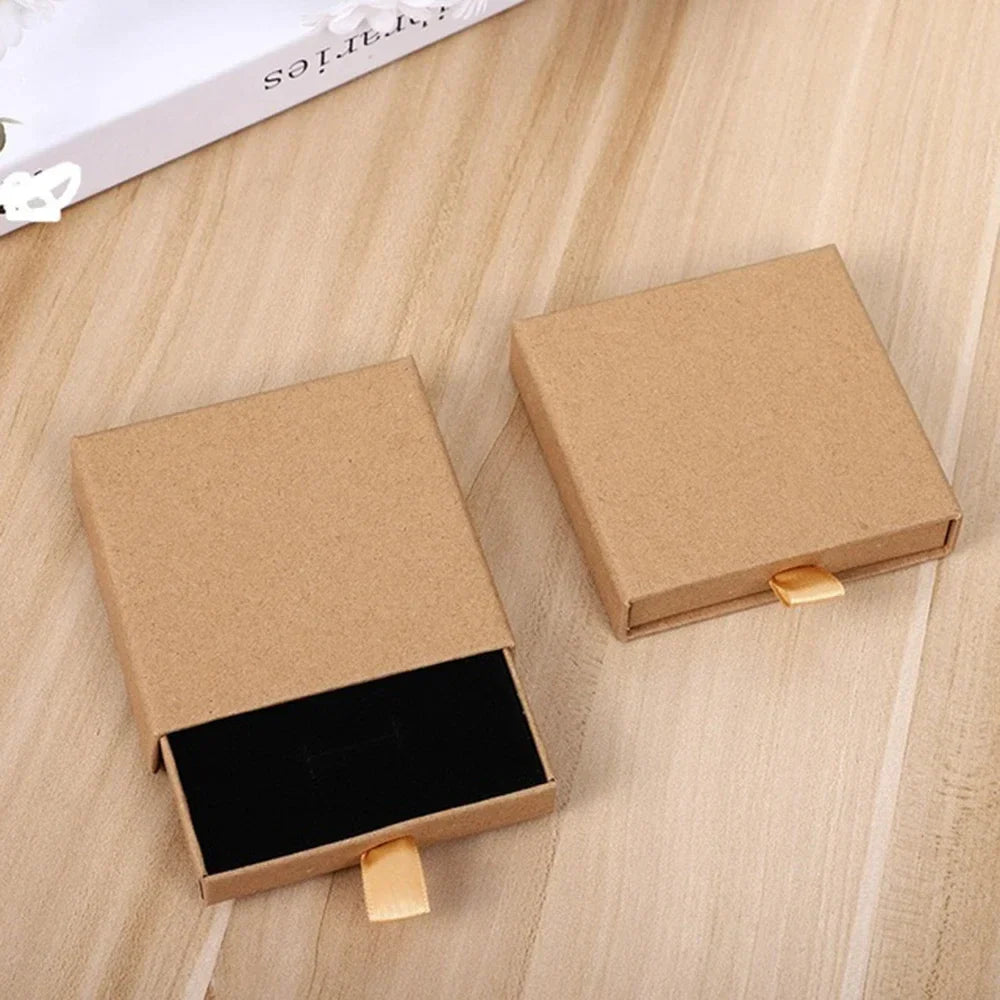 Thick Kraft Paper Jewelry Box — Necklace & Bracelet Display Case Gift Packaging