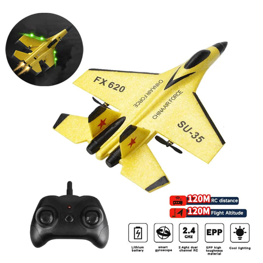 RC SU-35 Foam Fighter Jet – 2.4G Remote Control Glider Airplane Toy for Kids & Boys
