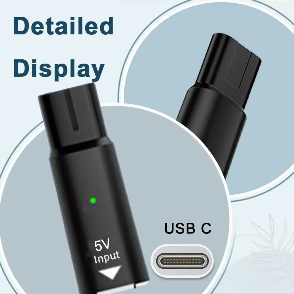 YUKU 5V Type-C Shaver Adapter – Charging Converter for Philips OneBlade QP2724, QP2834, QP4530, QP1924 with Charging Indicator