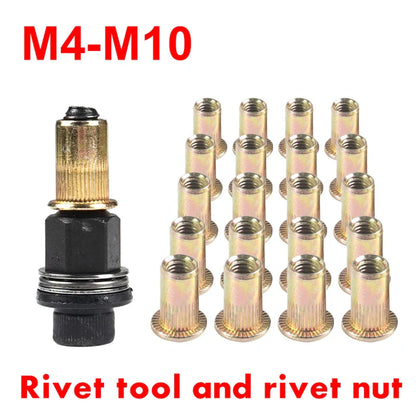 21+1PCS Hand Rivet Nut Tool Set — Manual Riveter for M4-M10 Nuts with Easy Installation Accessories