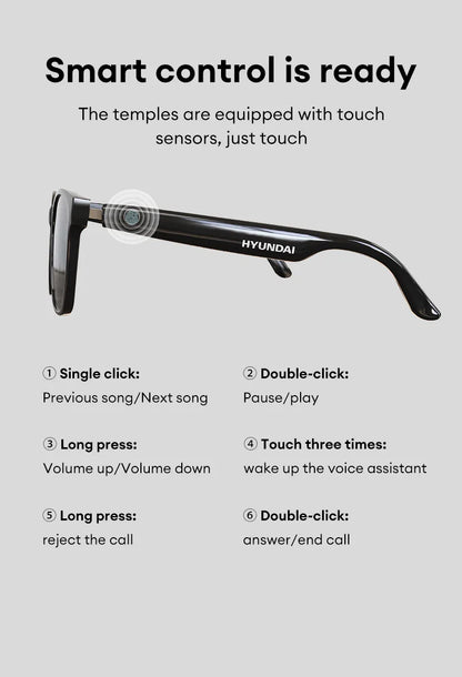 Choice HYUNDAI C8 Bluetooth 5.4 Glasses – Wireless Earphones with HD Mic, Multi-Function Keys, Driving Sunglasses (Lenovo C8 Compatible)