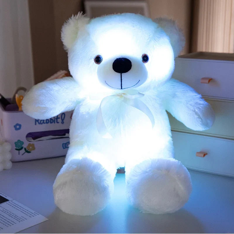 Colorful Glowing Bear Plush Toy – LED Light-Up Teddy Bear, Creative Luminous Stuffed Animal for Kids, Xmas & Birthday Gift