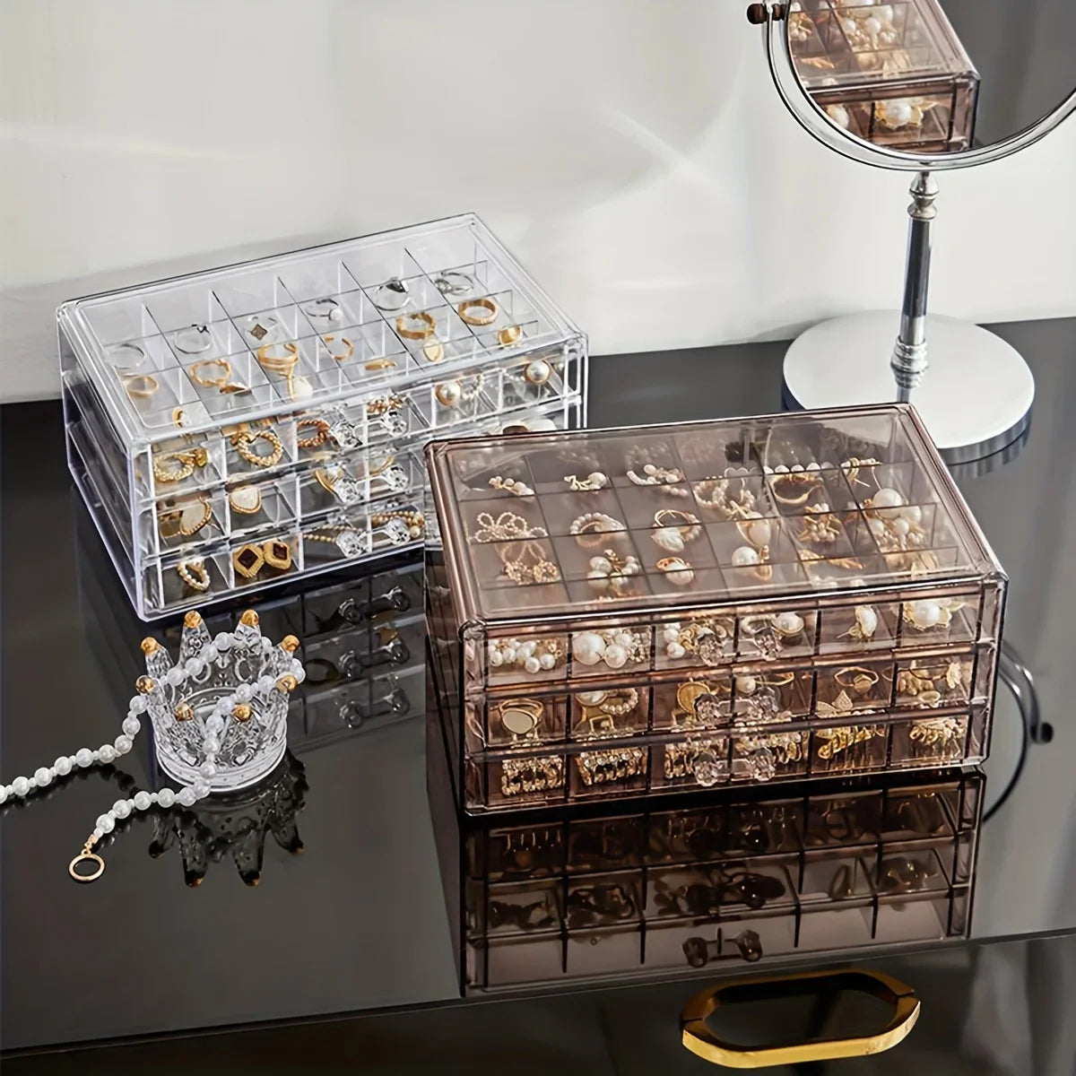 3-Layer 72-Grid Jewelry Storage Box – Large Capacity for Rings, Earrings & Necklaces