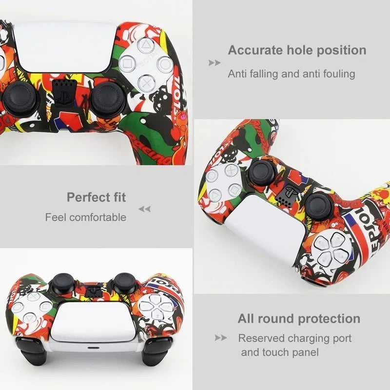 Protective Silicone Cover for PS5 Controller - Anti-Slip Skin Case with Thumb Grips for PlayStation 5 Slim Gamepad