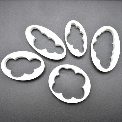 5PCS Cloud Fondant & Cookie Cutter Set – Plastic Cake Decorating Tools for Baking, Sugar Craft & Biscuit Molds