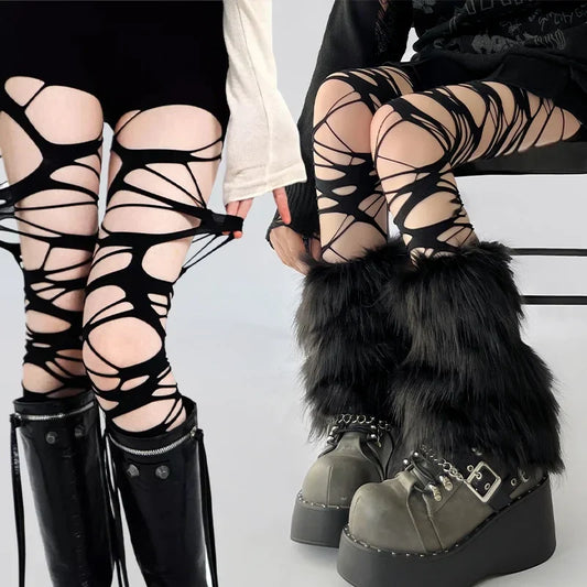 Fashion Punk Spider Web Tights – Sexy Lolita Gothic Black Mesh Stockings for Women Y2K Style