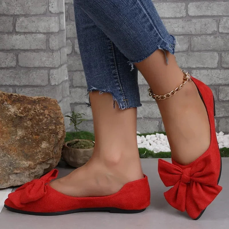 New Summer Pointed Toe Casual Flats for Women | Comfortable Bow, Solid Color, Breathable Elegant Shoes