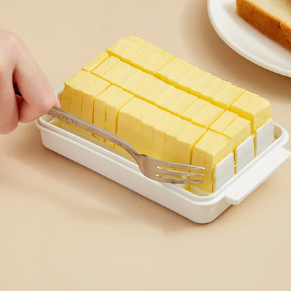 Solid Butter Box & Cheese Board Server: Handy Transparent Plastic Storage Container for Cheese - Crisper Keeper Case with Cutting Function