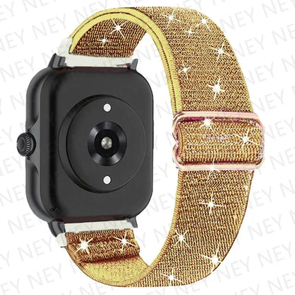 Nylon Elastic Watch Band for Amazfit GTS/GTR 4-3-2, Stratos & Bip Series – Bohemian Shiny Adjustable 20mm/22mm Strap