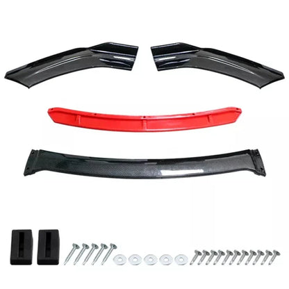 Universal Car Front Bumper Lip Spoiler Kit - 4PCS White Carbon Fiber Splitter & ABS Plastic Diffuser