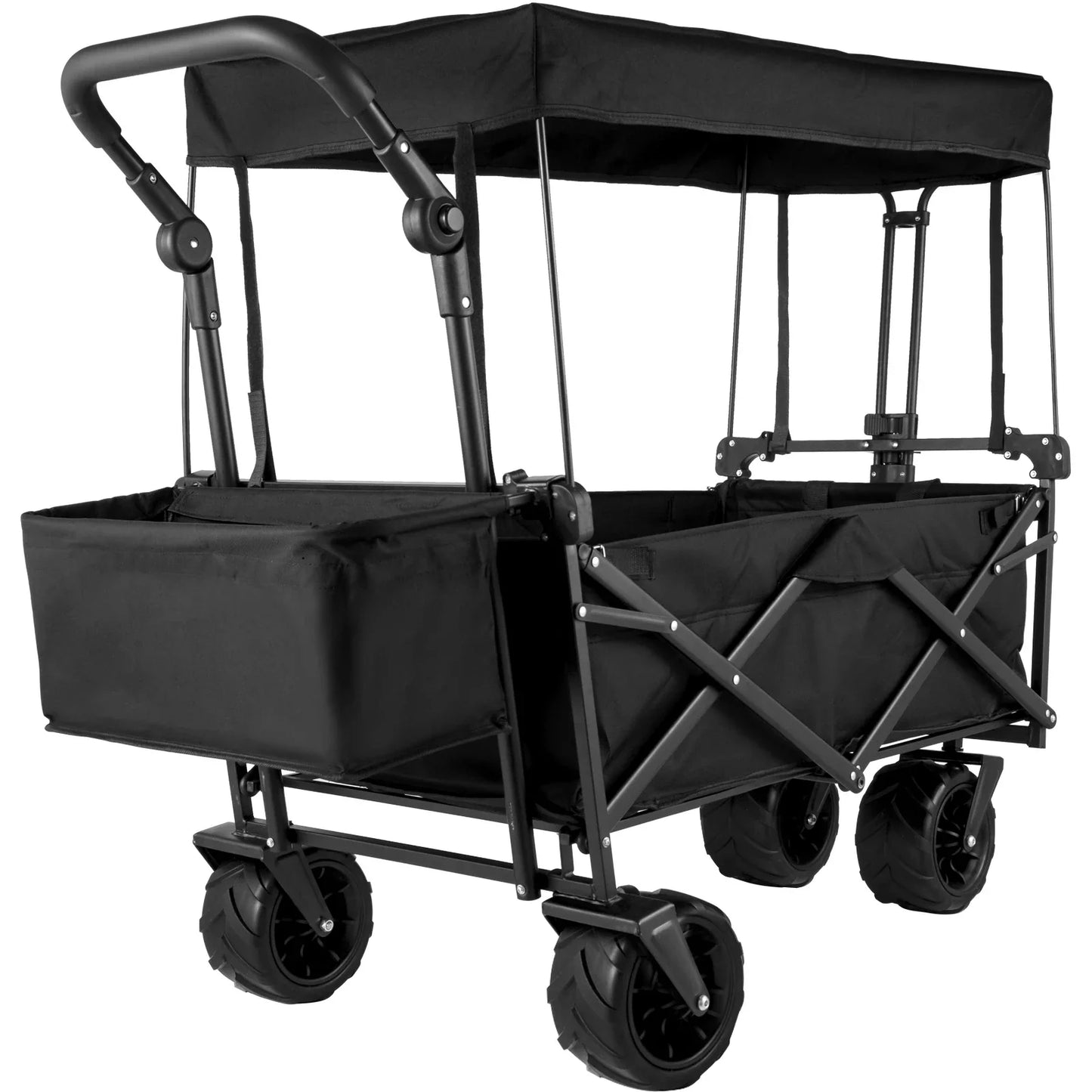 VEVOR Extra Large Collapsible Garden Wagon – Foldable Cart with Removable Canopy for Camping, Shopping & Groceries
