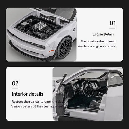 Dodge Challenger Hellcat 1:32 Scale Die-Cast Toy Car – Pull Back Model with Sound and Light Features