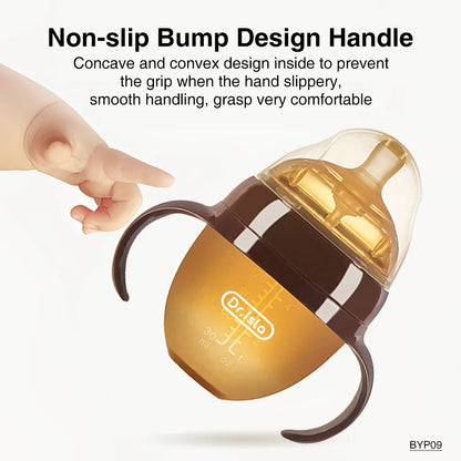 150ML/250ML Portable Baby Bottle – Silicone Feeding Bottle with Handle, Drop-Resistant & BPA Free for Newborns
