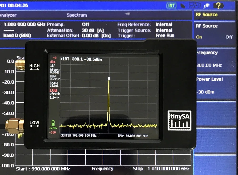 Original Hugen TinySA Spectrum Analyzer – 2.8-Inch Display, 100kHz to 960MHz, Handheld with ESD Protection