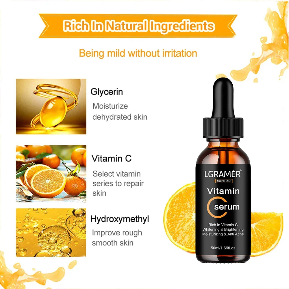 Vitamin C Facial Essence with Hyaluronic Acid – Dark Spot Remover, Moisturizing & Anti-Aging Skin Repair Serum, 50ml