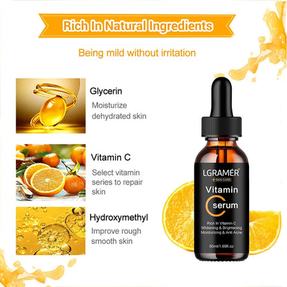 Vitamin C Facial Essence with Hyaluronic Acid – Dark Spot Remover, Moisturizing & Anti-Aging Skin Repair Serum, 50ml