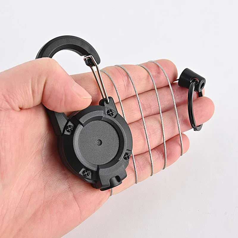 Anti-theft Metal Retractable Keychain: Easy-to-pull Buckle Rope Elastic Key Ring - Secure Ski Pass and ID Card Holder