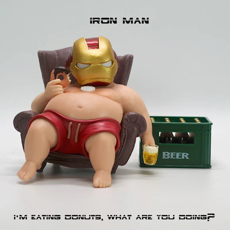 12cm Avengers Iron Man Fat Boy Figure – Cute Anime Action Toy for Desktop, Car Decor & Children’s Collection