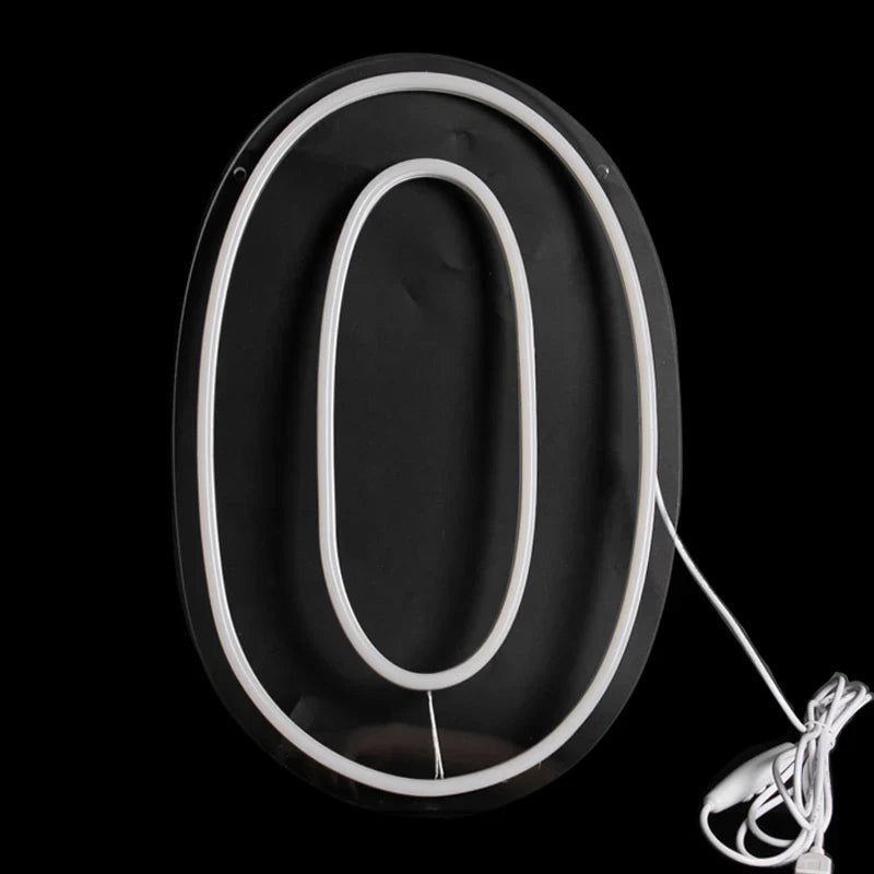 Numbers Neon Sign 0–9 – Acrylic LED Birthday, Wedding & Business Wall Decor with Switch