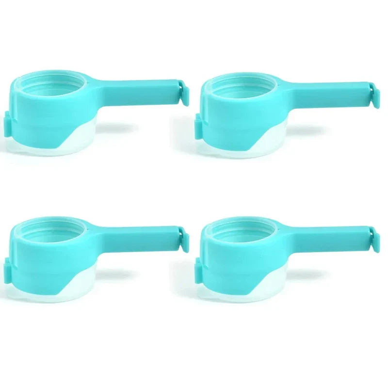 Food Storage Bag Clips with Pour Spouts - Kitchen Chip Sealer Clips, Plastic Cap for Freshness