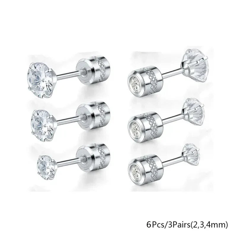20G Titanium Stud Earrings – Hypoallergenic Tiny Cubic Zirconia Screw Back Cartilage & Tragus Piercing Jewelry