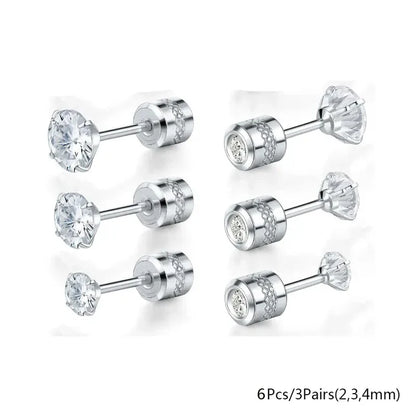20G Titanium Stud Earrings – Hypoallergenic Tiny Cubic Zirconia Screw Back Cartilage & Tragus Piercing Jewelry