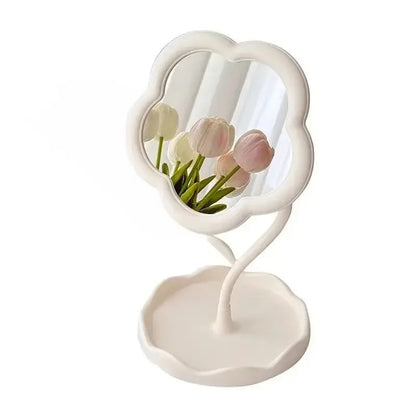 Floral Round Desktop Mirror — Creative Table Vanity Mirror for Bedroom, Dorm & Makeup Decor