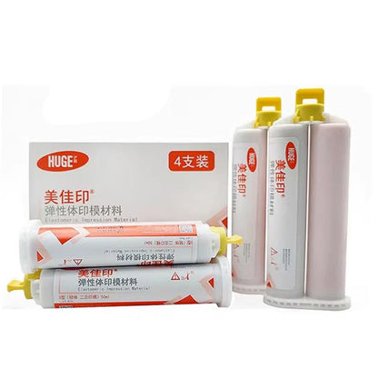 Dental Impression Light Body Silicone Rubber 50ml with Elastomeric Mixing Tips – Gum Bite Registration Material