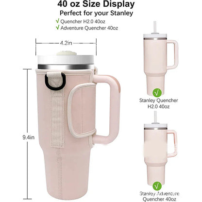 Nuovoware 40oz Water Bottle Carrier Bag: Adjustable Shoulder Strap Holder for Stanley Quencher Mug - Outdoor Travel Companion