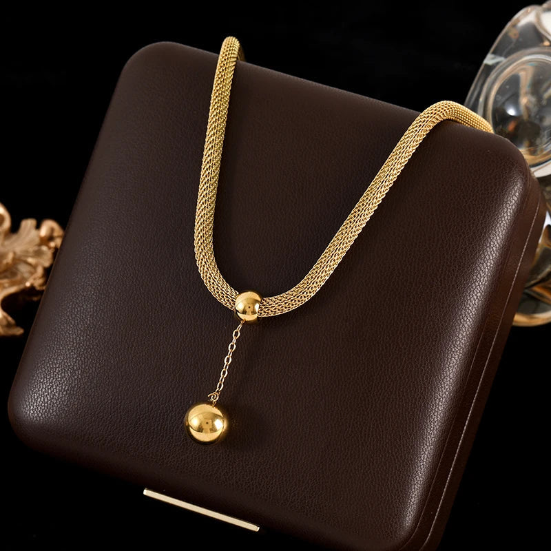 GANEMLY 316L Stainless Steel Water Drop Pendant Necklace – Trendy 18K Gold Plated Women’s Jewelry Gift