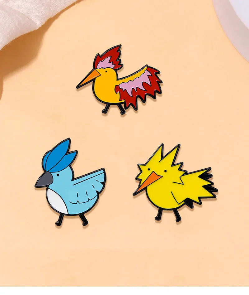 Cute Pokémon Three Holy Birds Cartoon Badge – Anime Flaming Bird Brooch for Clothes & Accessories