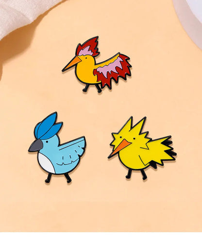 Cute Pokémon Three Holy Birds Cartoon Badge – Anime Flaming Bird Brooch for Clothes & Accessories