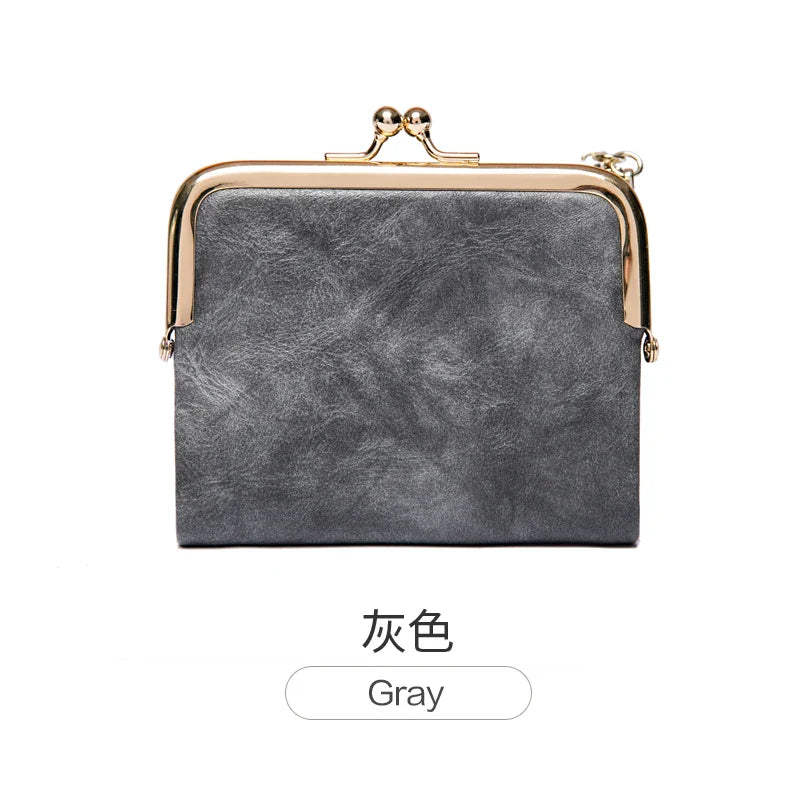 MIYIN Women’s Small Wallet – RFID Compact Bifold Leather Coin Purse with Zipper & Kiss Lock, Vintage Design